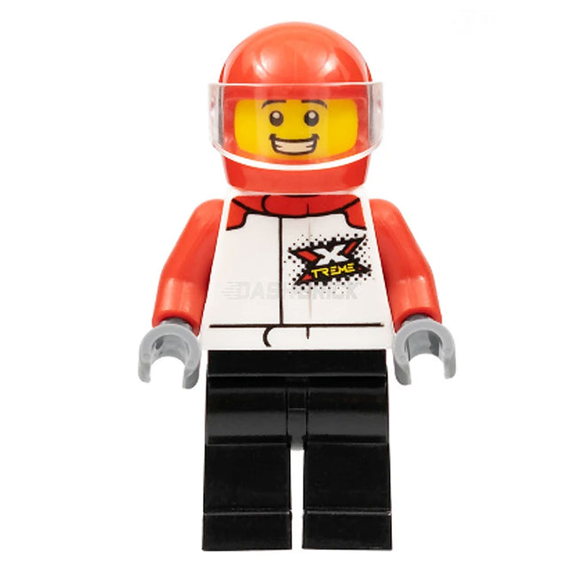 LEGO Minifigure - Male, Motorcycle Driver, Racing Suit with 'XTREME' Logo (2022) [CITY]