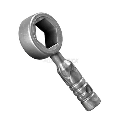LEGO Minifigure Accessory - Tool, Box Wrench, 3-Rib Handle, Flat Silver [11402i]