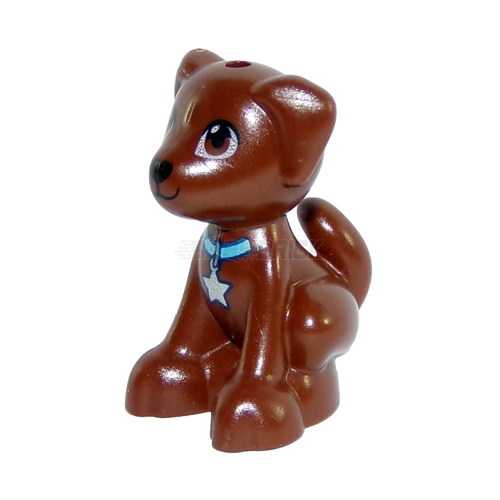 LEGO Minifigure Animal - Dog, Puppy, Sitting, Black Nose, Collar [27986pb01]