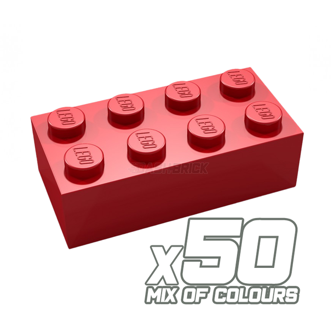LEGO "Just Bricks - Pack of 50" - 2 x 4 Bricks [3001] Assorted Colours