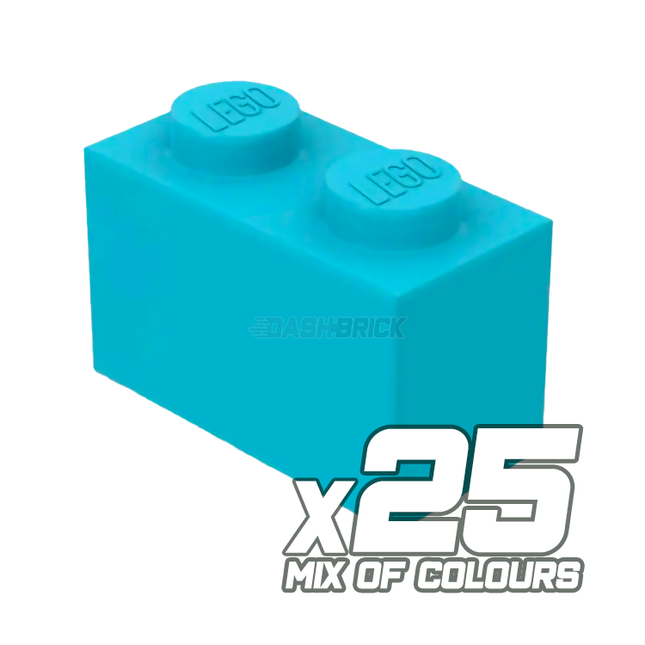 LEGO "Just Bricks - Pack of 25" - 1 x 2 Bricks [3004] Assorted Colours