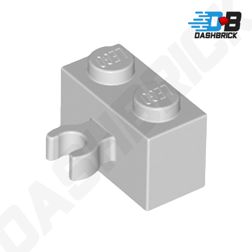 LEGO Brick, Modified 1 x 2, Open O Clip Thick (Vertical Grip), Light Grey [30237b]