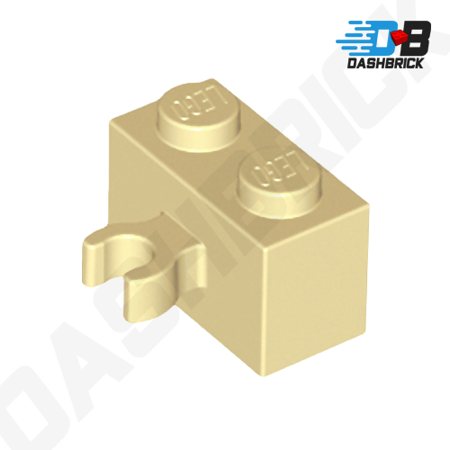LEGO Brick, Modified 1 x 2, Open O Clip Thick (Vertical Grip), Tan [30237b]