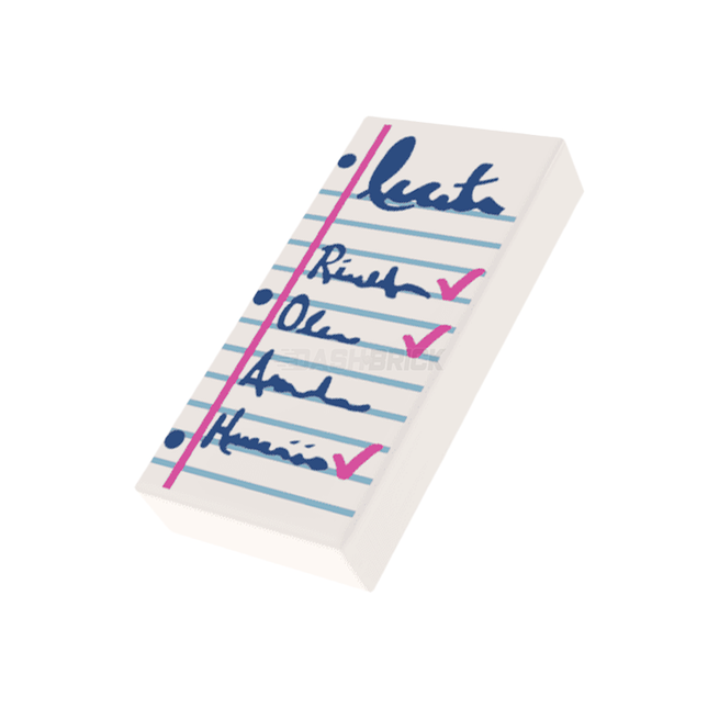 LEGO Minifigure Accessory - Tile, Notepad with List/Check Marks (Tile) [3069bpb0538]