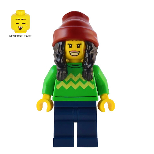 LEGO Minifigure - Female, Holiday Shopper, Beanie, Sweater (2021) [CITY]