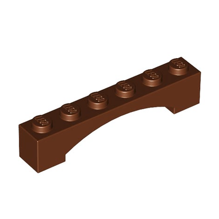 LEGO Brick, Arch 1 x 6, Raised Bow/Arch, Reddish Brown [92950]