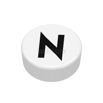 LEGO Minifigure Accessory - Tile, The Letter "N", Type/Lettering, White Tile [98138pb224]