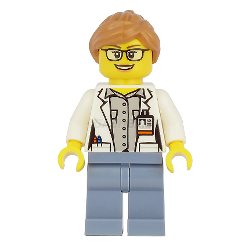 LEGO Minifigure - Researcher/Doctor - Female, White Jacket, Glasses (2020) [CITY]
