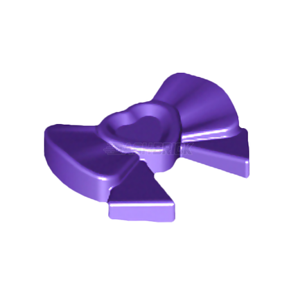 LEGO Minifigure Accessory - Bow with Heart, Long Ribbon, Rear Small Pin, Dark Purple [11618]