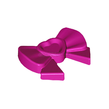 LEGO Minifigure Accessory - Bow with Heart, Long Ribbon, Rear Small Pin, Magenta [11618]