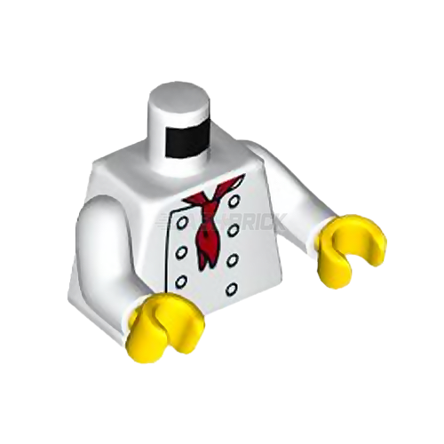 LEGO Minifigure Part - Torso - Chef/Cook, 8 Buttons, Long Red Neckerchief [973pb3863c01]