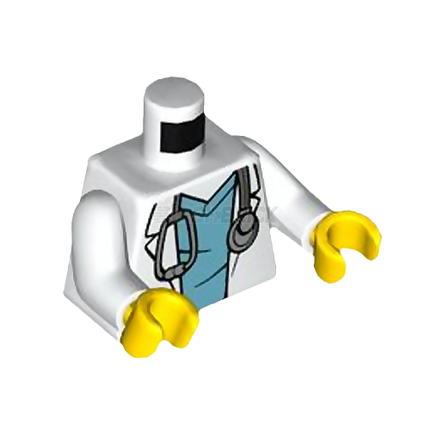 LEGO Minifigure Part - Torso - Doctor, Hospital Lab Coat over Scrubs, Stethoscope [973pb4534c01]