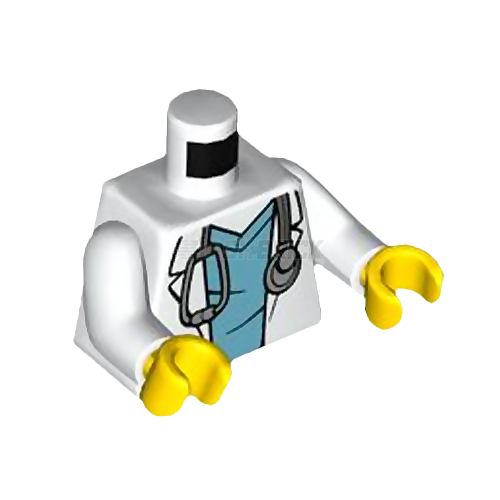 LEGO Minifigure Part - Torso - Doctor, Hospital Lab Coat over Scrubs, Stethoscope [973pb4534c01]