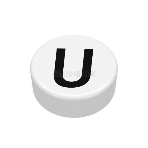 LEGO Minifigure Accessory - Tile, The Letter "U", Type/Lettering, White Tile [98138pb231]