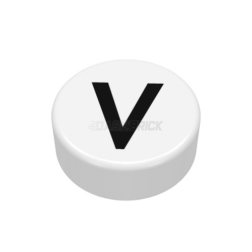 LEGO Minifigure Accessory - Tile, The Letter "V", Type/Lettering, White Tile [98138pb232]