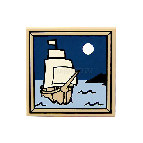 LEGO Minifigure Accessory - Tile, Sailing Ship and Moon Painting/Picture (2 x 2 Tile) [3068bpb0408]
