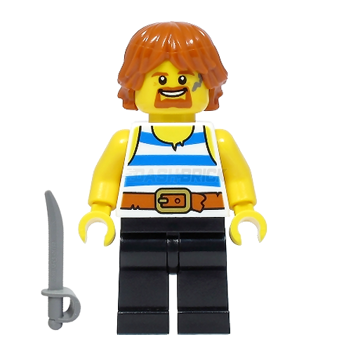 LEGO Minifigure - Blacksmith, White Tank Top with Blue Stripes [PIRATES]