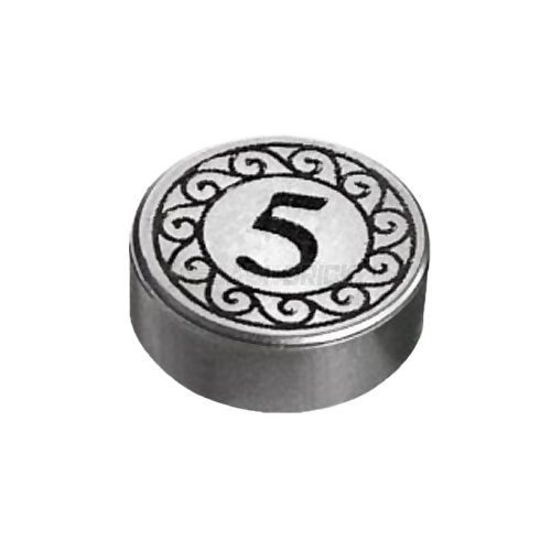 LEGO Minifigure Accessory - Tile, Round 1 x 1, Black Number 5 Coin, Money [98138pb023]