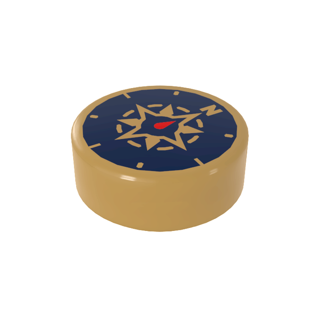 LEGO Minifigure Accessory - Tile, Compass Rose, Red Needle (1 x 1 Tile) [98138pb045]