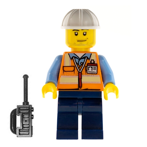 LEGO Minifigure - Space Engineer, Male, Orange Vest, Dark Blue Legs, Helmet (2015) [CITY]
