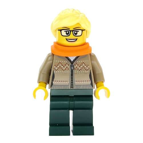 LEGO Minifigure - Hot Drinks Stand Clerk, Female, Scarf (2019) [CITY]