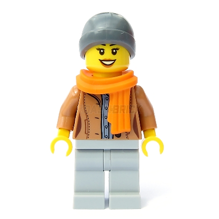 LEGO Minifigure - Female, Medium Nougat Jacket, Scarf, Ski Beanie Hat [CITY]