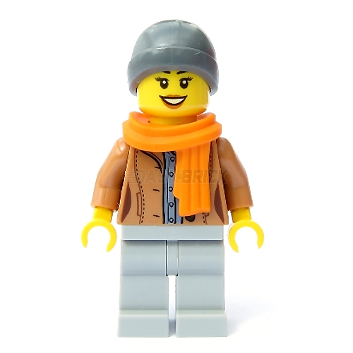 LEGO Minifigure - Female, Medium Nougat Jacket, Scarf, Ski Beanie Hat [CITY]