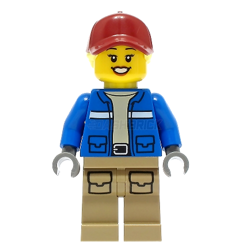 LEGO Minifigure - Wildlife Rescue Explorer, Female, Blue Jacket, Cap/Ponytail (2021) [CITY]