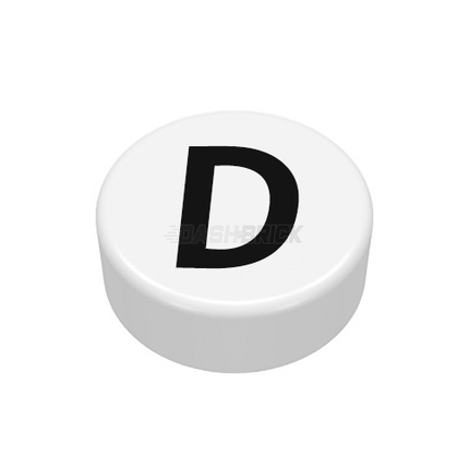 LEGO Minifigure Accessory - Tile, The Letter "D", Type/Lettering, White Tile [98138pb214]