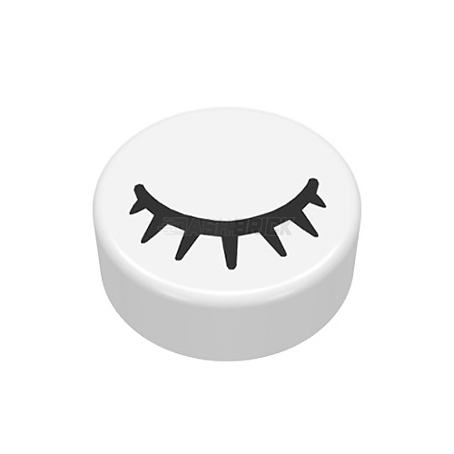 LEGO Tile, Round 1 x 1, Eye, Black Eye Closed with 7 Eyelashes, Winking [98138pb028]