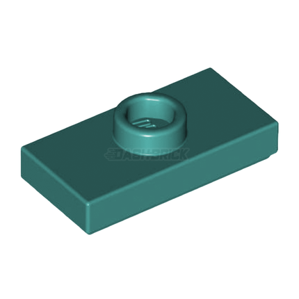 LEGO Plate, Modified 1 x 2, 1 Stud with Groove, with Jumper, Dark Turquoise [15573]