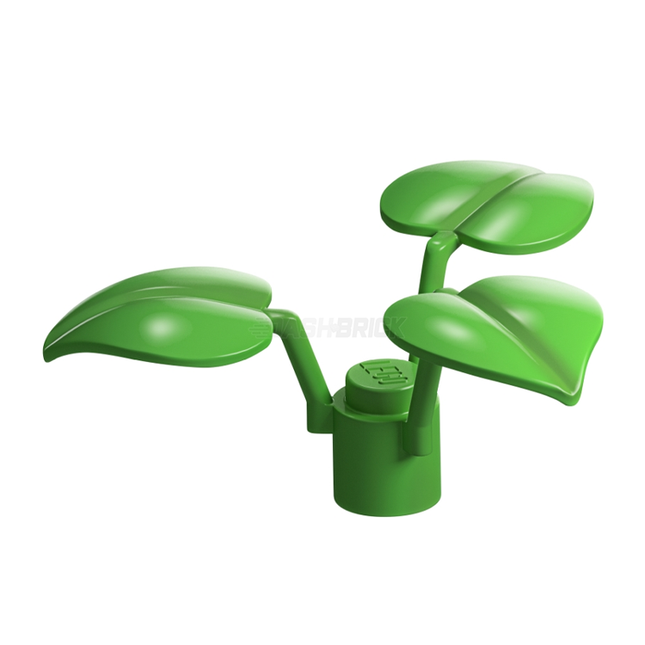 LEGO Plant Flower Stem, 3 Large Leaves, Vine/Tree, Green [6255]