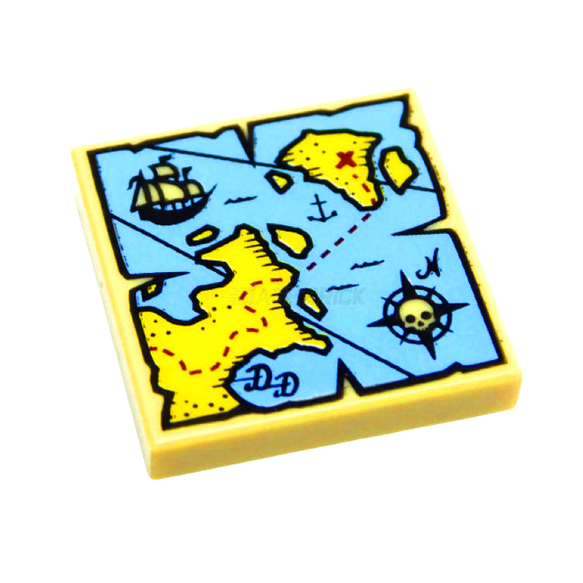 LEGO Minifigure Accessory - Tile, Treasure Map, 2 x 2 Tile [3068bpb0929]