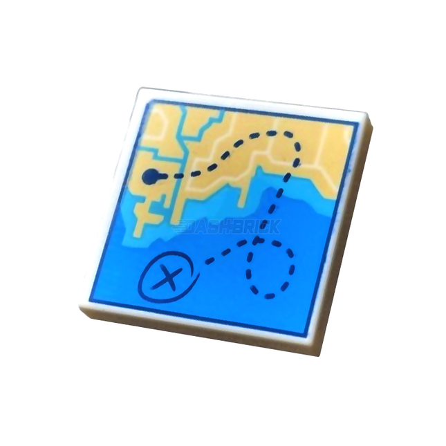 LEGO Minifigure Accessory - Tile, Map of Coastline and Land, 2 x 2 Tile [3068bpb2011]