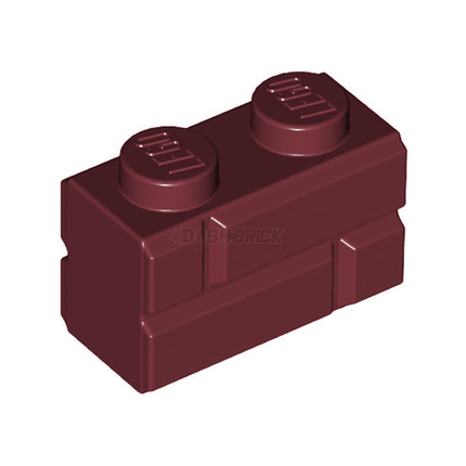 LEGO Brick, Modified 1 x 2, Masonry Profile, Dark Red [98283]