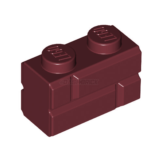 LEGO Brick, Modified 1 x 2, Masonry Profile, Dark Red [98283]