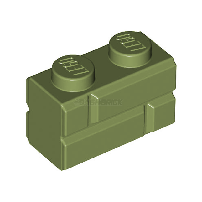 LEGO Brick, Modified 1 x 2, Masonry Profile, Olive Green [98283]