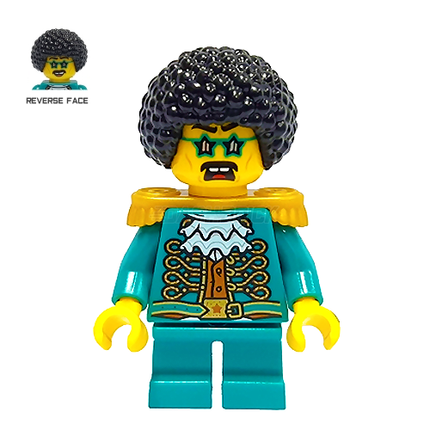 LEGO Minifigure - "Jacob" Black Afro, Star Glasses, Turquoise Disco Suit [NINJAGO]
