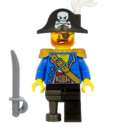 LEGO Minifigure - Pirate Captain, Bicorne Hat, Gold Epaulettes, Peg Leg (2020) [PIRATES]