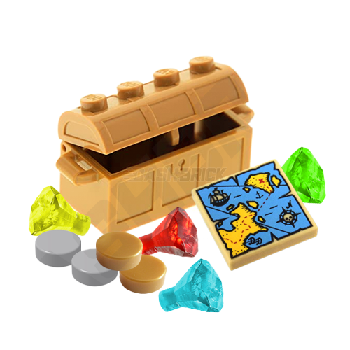 LEGO "Treasure Chest" Jewels, Coins, Map, Nougat Chest [MiniMOC]